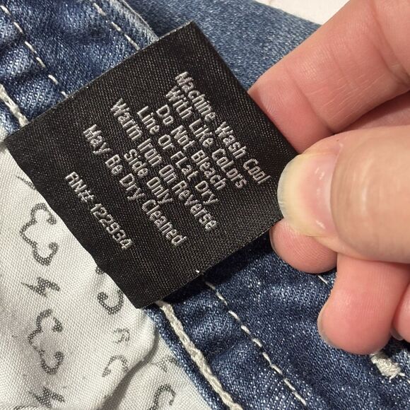 Rerock Express Women's Bootcut Blue Denim Distressed Jeans Size 8R Embroidered - Picture 13 of 15